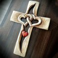 thumbnail image 3 of 2x Cruz de pared de acrílico taldo con corazones entrezados huecos Colección de pared de crucifijo pareja para el Valentín perfecl Cruz de madera, 3 of 8