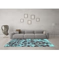 thumbnail image 3 of Ahgly Company Machine Washable Indoor Rectangle Abstract Turquoise Blue Modern Area Rugs, 2' x 4', 3 of 4