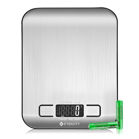Etekcity Kitchen Scale, Digital Food Scale, 304 Stainless Steel, 11lb/5kg, Silver, EK6015