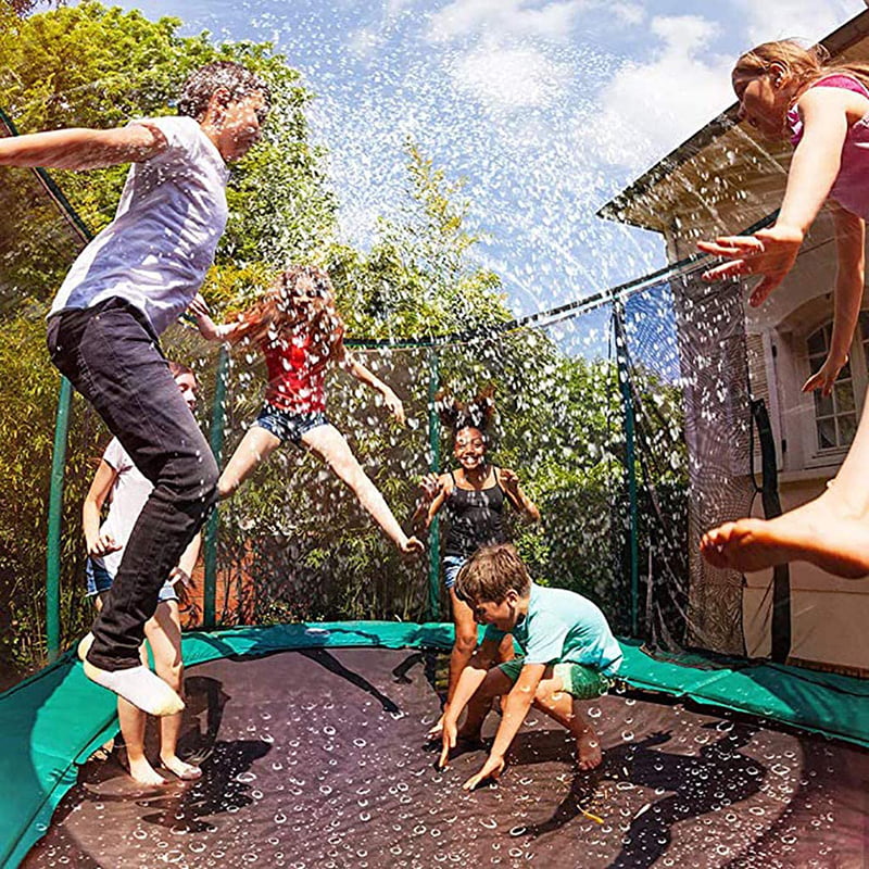 39FT Kids Trampoline Sprinkler Trampoline Waterpark Sprinkler Trampoline Spray Hose Water Park Summer Outdoor Water Park Play Toys