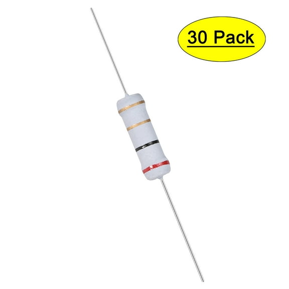 Uxcell 30Pcs 2W 2 Watt Metal Oxide Film Resistor Axile 2 Ohm ±5% Tolerance