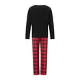thumbnail image 4 of Pijamas navideños familiares a juego: camisa de manga larga con estampado de árbol de Navidad y pantalón a cuadros elástico para estar en casa., 4 of 10