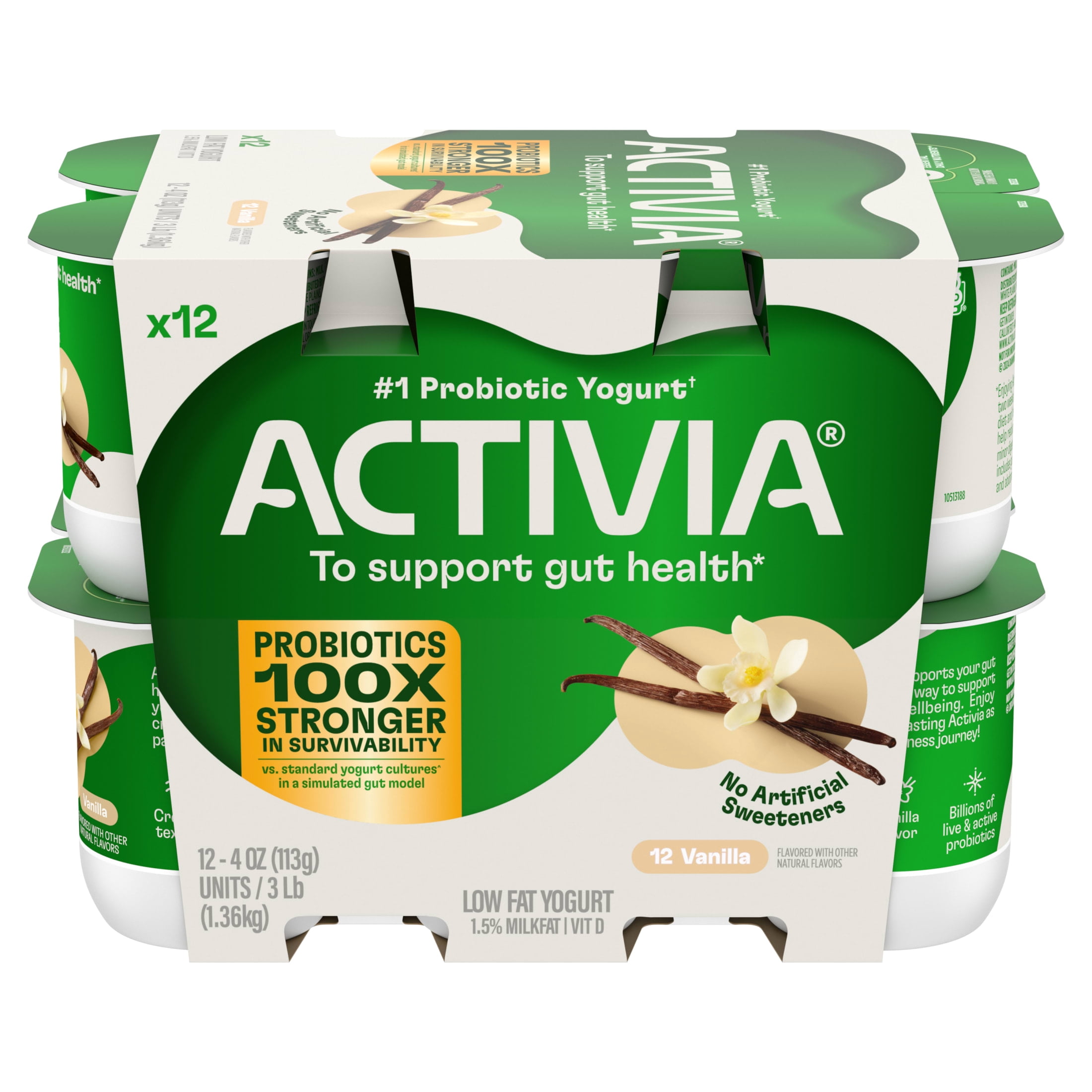 Activia Probiotic Lowfat Yogurt Variety Pack with Fiber