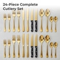 thumbnail image 5 of 24 Piece Gold Silverware Set with Steak Knives, Stainless Steel Flatware Set for 4, Mirror Polished Cutlery, 5 of 8