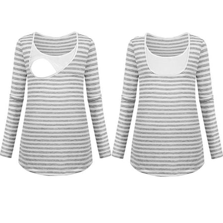 

Simplmasygenix Womens Maternity Clearance Short Sleeve Summer Tops Women Maternity Striped Maternity Top Hooded Nursing T-shirt