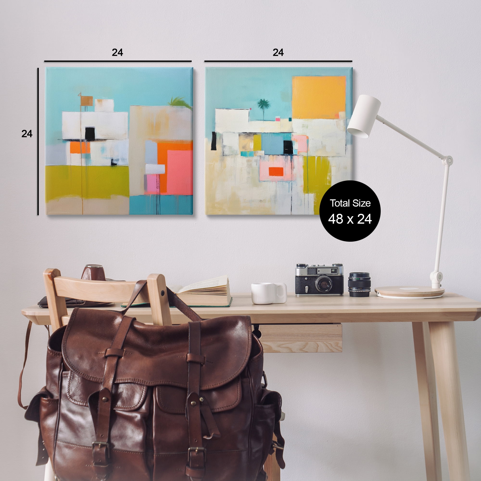 Stupell Industries Abstract Square Block Apartment Buildings & Architecture Painting Wrapped Canvas Art Print Wall Art, 24 x 24, Set of 2