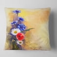 thumbnail image 2 of Designart Bouquet of Poppy Cornflower and Daisy - Floral Throw Pillow - 18x18, 2 of 5