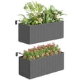 thumbnail image 1 of Outsunny Lot de 2 Bacs à Plantes de 20 Pouces pour Rambarde, Pots de Fleurs Suspendus, Gris, 1 of 10