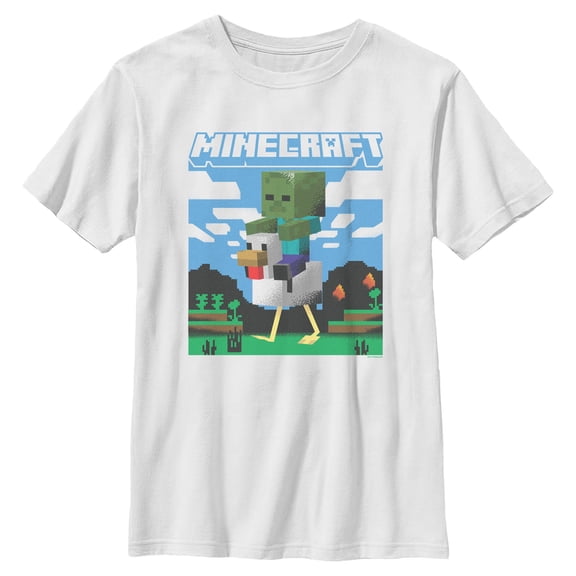 Boys Minecraft Chicken Jockey Landscape T Shirt