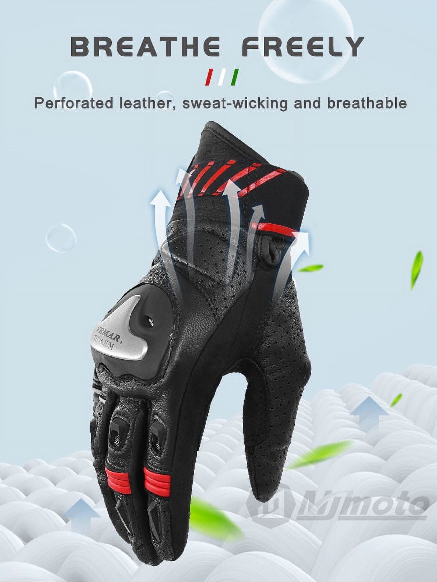 VEMAR Retro Leather Motorcycle Gloves Touchscreen Motocross Glove Full Protection Motorbike Cycling Glove Comfortable Breathable
