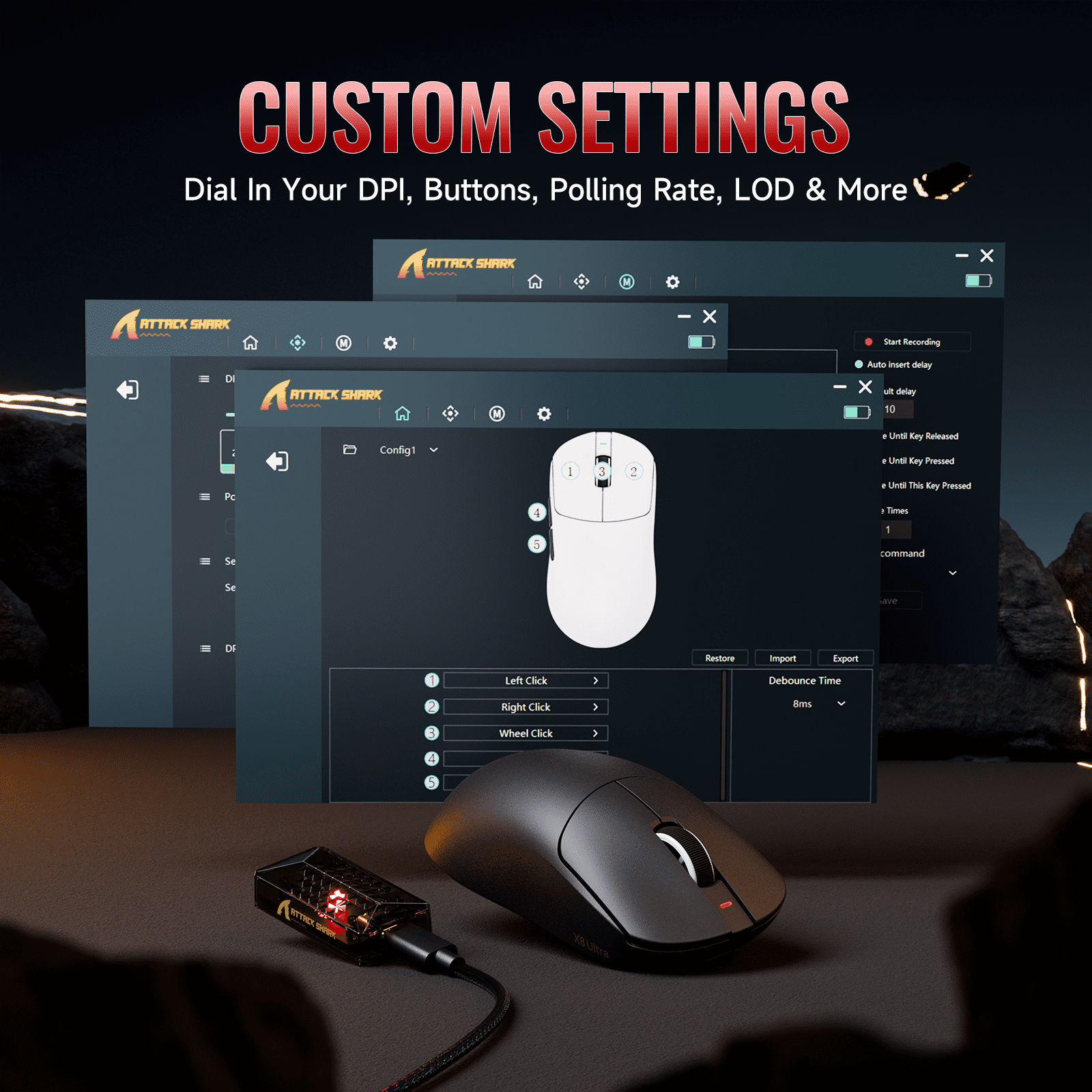 ATTACK SHARK X8ULTRA Mouse for Large Hand, Nordic52840 MCU, 55g SUPERLIGHT, PixArt PAW3950MAX Gaming Sensor, DPI up to 42000, Ice-Cool Nano Coating, BT/2.4G Wireless/Wired, 500mAh Battery (Black)