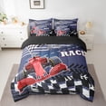 thumbnail image 2 of Homewish Racing Car 7pcs Bedding Comforter Set,Speed Extreme Sport Queen Bedding Sets,White Black Ckeckered Flag Queen Sheet Sets For Boys Kids,Breathable Home Decor Reversible, 2 of 8