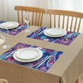 thumbnail image 3 of Blue Pioneer Flower and Paisley Pattern Summer Placemats Table Placemats Set Of 4-Linen Kitchen Washable Placemats Table Mats 11.8"x17.7" Non-Slip Heat Resistant, 3 of 6