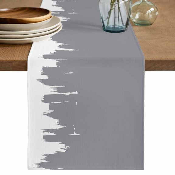 Abstract Grey Table Runner 48 Inches, Modern Minimalist Graffiti Artwork Bed Runner Dresser Scarves Tabletop for Indoor Outdoor Parties/Ceremony/Banquet, 13" x 48"