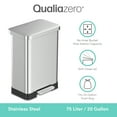 thumbnail image 2 of Qualiazero 20 Gallon (75L) Stainless Steel Step-On Trash Can with Slow-Close Lid, Kitchen Garbage Bin, Fingerprint-Resistant, Rectangular Profile - Silver, 2 of 14
