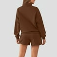 thumbnail image 4 of UAMVSH Long Sleeve 2 Piece Outfits for Women Casual 1/4 Zipper Pullover Sweatshirts and Pockets Shorts Sweatsuits Sets Lounge Tracksuits(Large,Coffee), 4 of 7