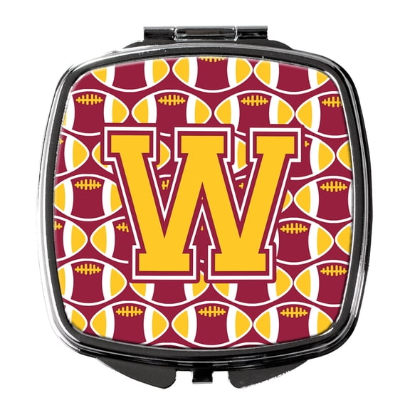 Letter W Football Maroon and Gold Compact Mirror