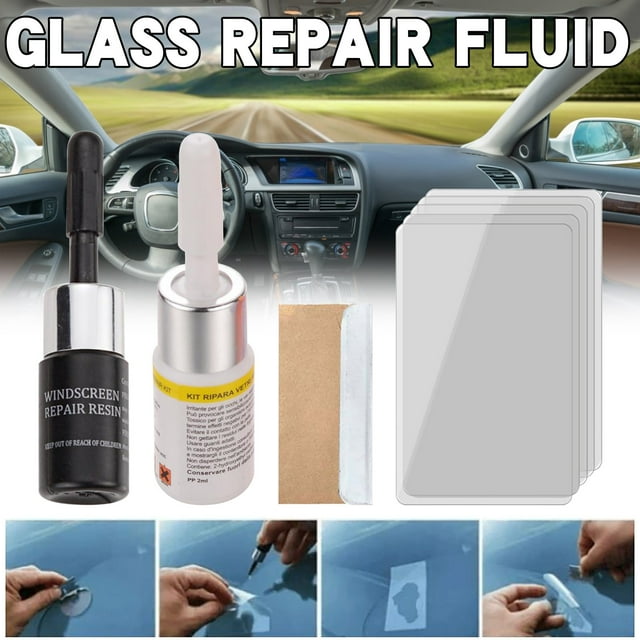 Vaidha Outil de Réparation de Vitres d'Auto Réparation de Fissures de Pare-Brise Ensemble de 4 Pcs Ensemble de Liquides de Réparation pour Vitres 3 ml