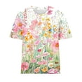thumbnail image 4 of Blouses pour Femmes, T-Shirt à Col Rond à Manches Courtes Imprimé Décontracté pour Femmes, 4 of 4