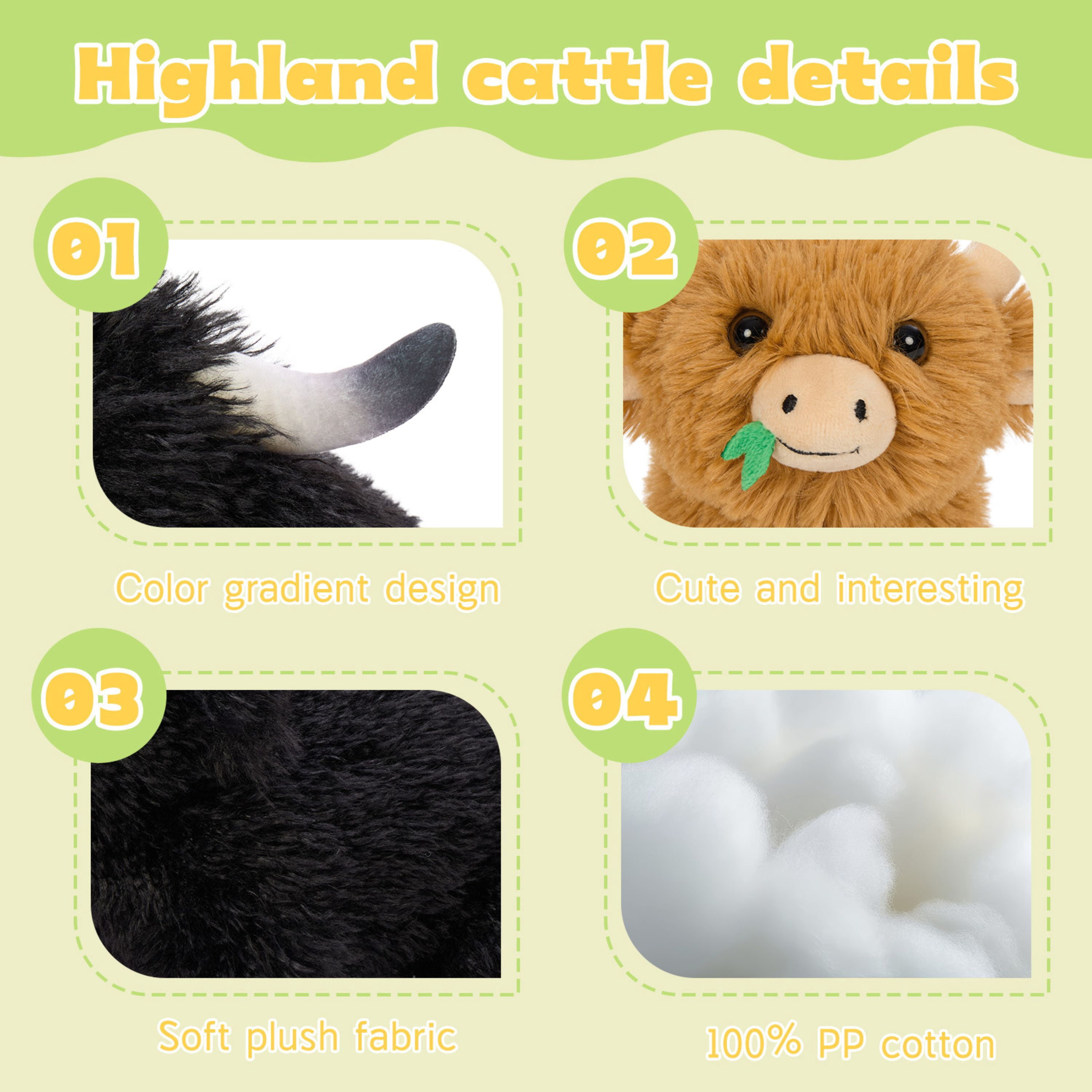 Muiteiur 4Pcs Highland Cow Stuffed Animal 21.6'' Giant Cow Plush with 3 Babies Inside
