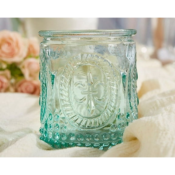 Kate Aspen Glass Votive Candle Holders 8 Pcs Vintage Tealight Candle Holder - Perfect Wedding Favor, Bachelorette Favor or Bridal Shower Favor, Blue