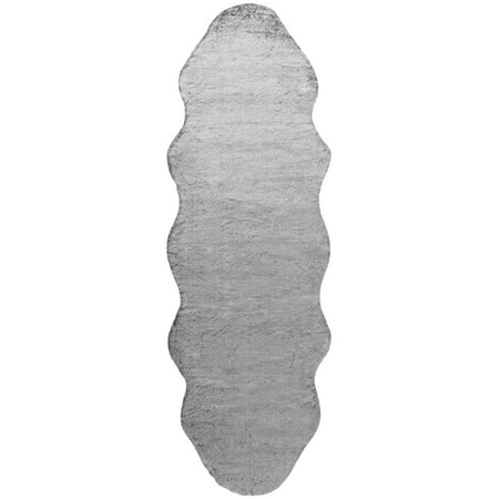 Bunny Rabbit Area Rugs Walk on Me Fake Rabbit Fur Accent Area Rug - Ultra Soft with Faux Suede Backing - Polyester - 2x6 Double Pelt Short Pile Sheepskin Rug ()