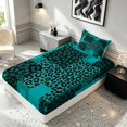 thumbnail image 5 of Manfei Leopard Patchwork Twin Sheets, Cheetah Print Bedding, Teal and Black, Black Reversible 3-Piece1 Flat Sheet + 1 Fitted Sheet + 1 Pillowcase, 5 of 6