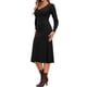 thumbnail image 4 of Vestido de suéter INSPIRE CHIC para mujer, vestido midi de punto acanalado de manga larga con escote en V, color negro, 4 of 6