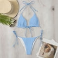thumbnail image 5 of Women Padded Solid Color Bikini Set Two Piece Push Up Swimwear,Light Blue,XS, 5 of 5