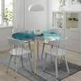 thumbnail image 3 of Round Table Cloth Teal and Grey Abstract Art Painting Tablecloth Elastic Edge Fitted Turquoise Table Cover Up to Size 40"-44" Diameter, 3 of 6