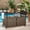 Brown, variant on Meyreso Outdoor Bar Cart with Storage Cabinet and Glass Top, Mobile PE Wicker Serving Table, Brown
