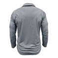 thumbnail image 6 of Kvture Fall Tops for Men Casual Stylish Color Block Long Sleeve Lapel Collar Button up Shirts for Business Office Work Golf Gray Pullover L, 6 of 7