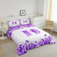 thumbnail image 3 of Erosebridal Letter Initial Bedding King Comforter Set,Monogrammed Personalized Bedding Sets King with Comforter,Flower Decor,Reversible,Super Cozy,3 Pieces, 3 of 8