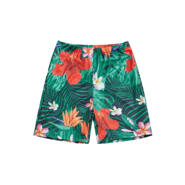Faithtur Matching Family Swimsuits Floral Leaves Print Ruffle Bathing Suits Mommy and Me Swimwear Romper Bikini Trunks Beachwear