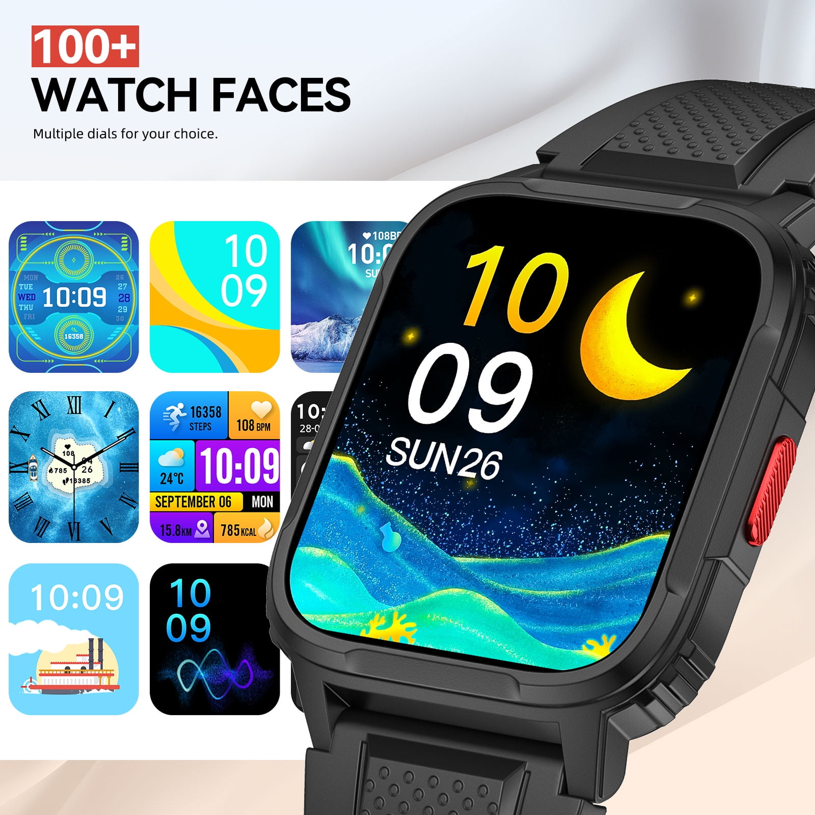 PAKRYS LW9 Smart Watch for Men 1.95" Touch Screen Smartwatch IP68 Waterproof Tracker Bluetooth Call Sport Watch Pedometer Outdoor Smartwatch for iOS Android, 1pc
