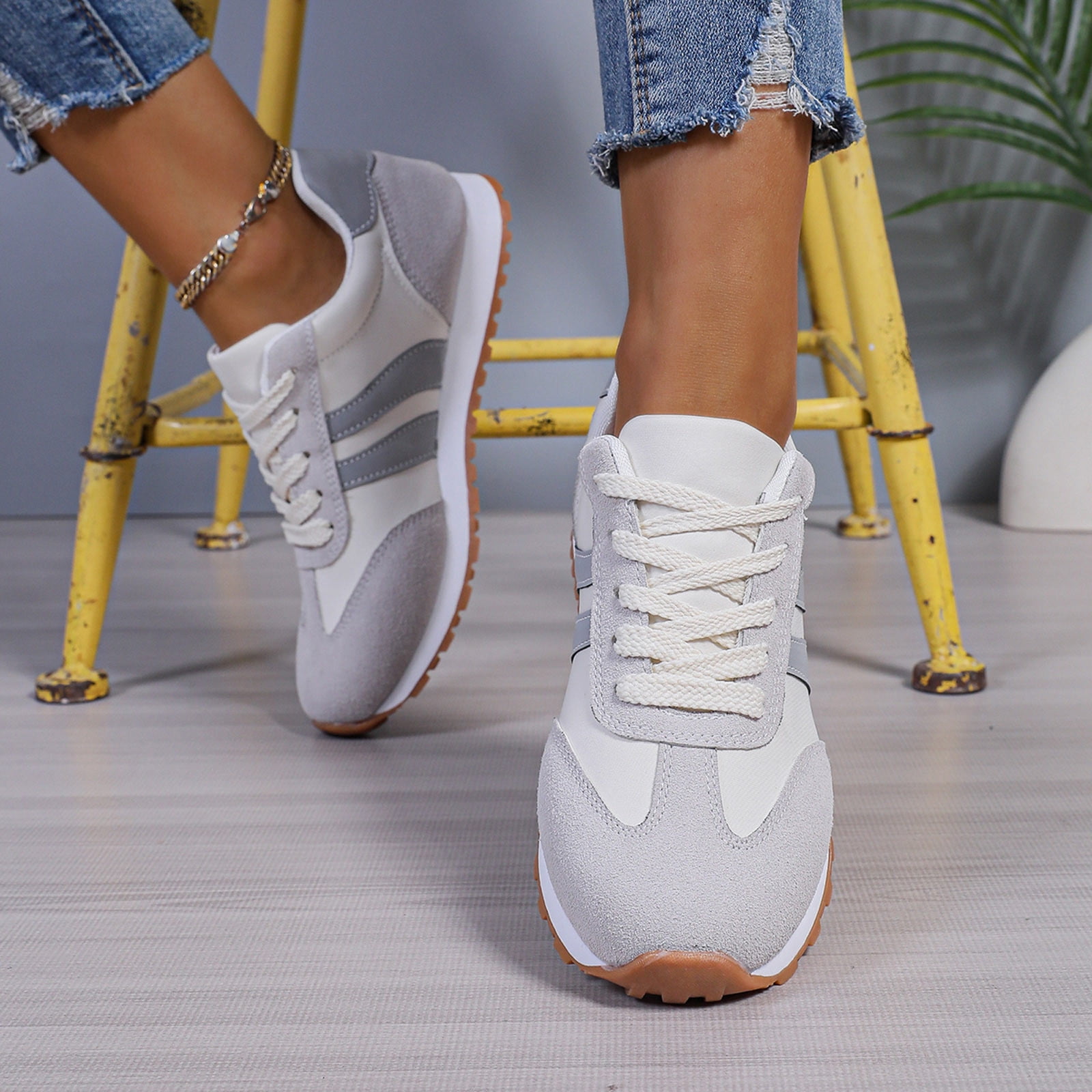Casual Sneakers For Women Platform Clearance Workout Gym Sneakers Breathable Supportive Comfortable Running Shoes Size 9 Grey