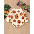 thumbnail image 3 of Sedceaty Halloween Infant Loose Romper, Baby Girls Boys Cartoon Pumpkin Printing Round Collar Long Sleeve Jumpsuit Casual Clothes, 3 of 8