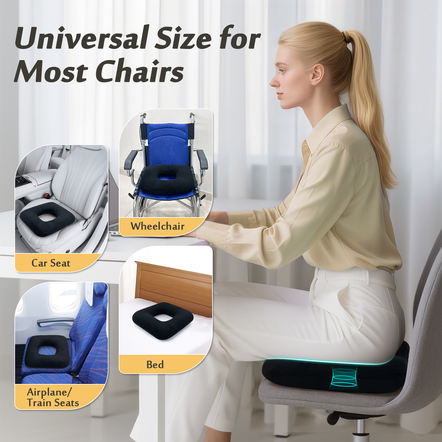 Bed Sore Cushion for Butt Positioning，Pressure Relief Pillow for Pressure Ulcers, Donut Wedge Cushion for Sleeping, Post-Surgery Turning & Back Support, Medical Seat Cushion for Body & Leg Support