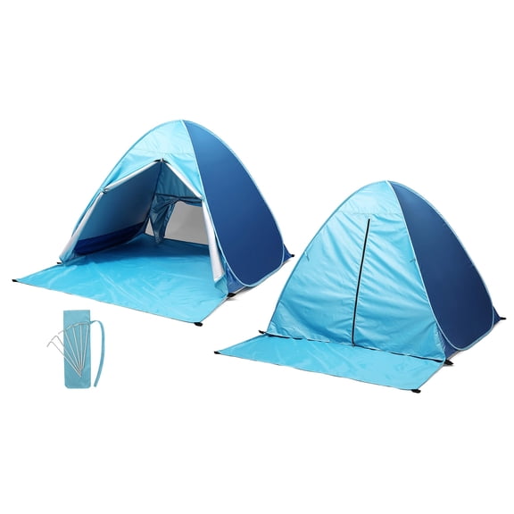 Easy Pop Up Beach Tent 2-3 Person Sun Shelter Lightweight Family Beach Shade UPF 50  Anti UV Portable Beach Umbrella Automatic Instant Sunshade Canopy with Carry Bag for Baby Adults Family (Blue)