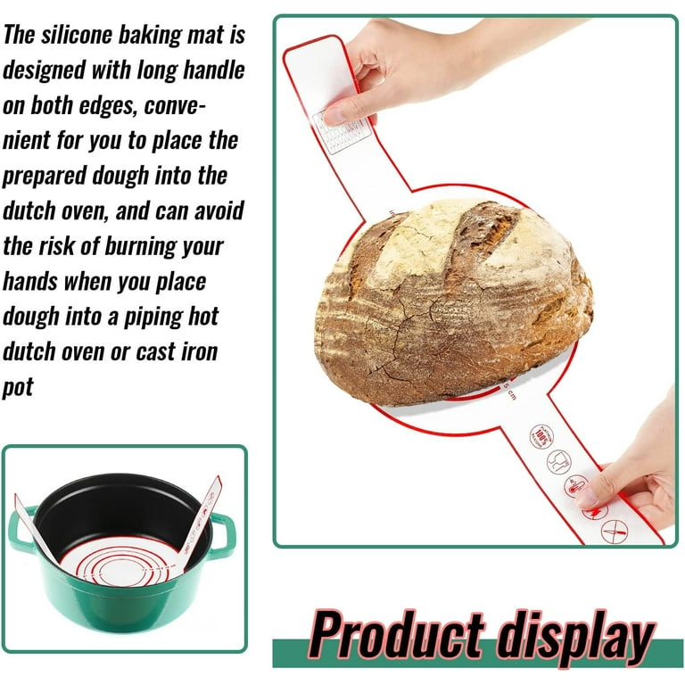 Bread Sling Silicone Baking Mat for Air Fryer & Dutch Oven Liner Bread  Sling Reusable Dough Drop Baking Silicone Long Handled Eco Tool 
