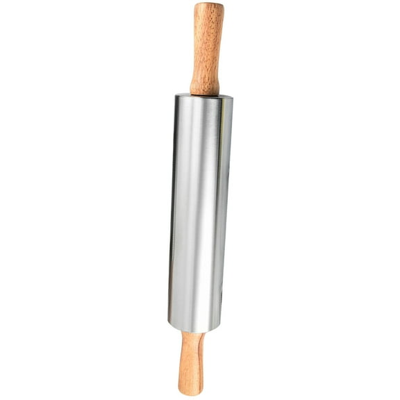 Set of 2 Rollers French Bread Marble Rolling Pin Stainless Steel Wooden Pins for Baking Pizza