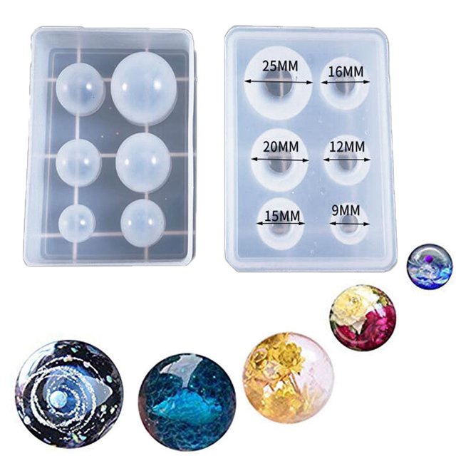 Coofit Jewelry Casting Mold Creative 6 Grids Ball Shape DIY Jewelry Mold Silicone Mold
