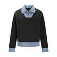 thumbnail image 4 of ZACPNCV Womens Denim Trim Cardigan Long Sleeve Solid Color Lapel Button Front Casual Open Jacket, 4 of 7