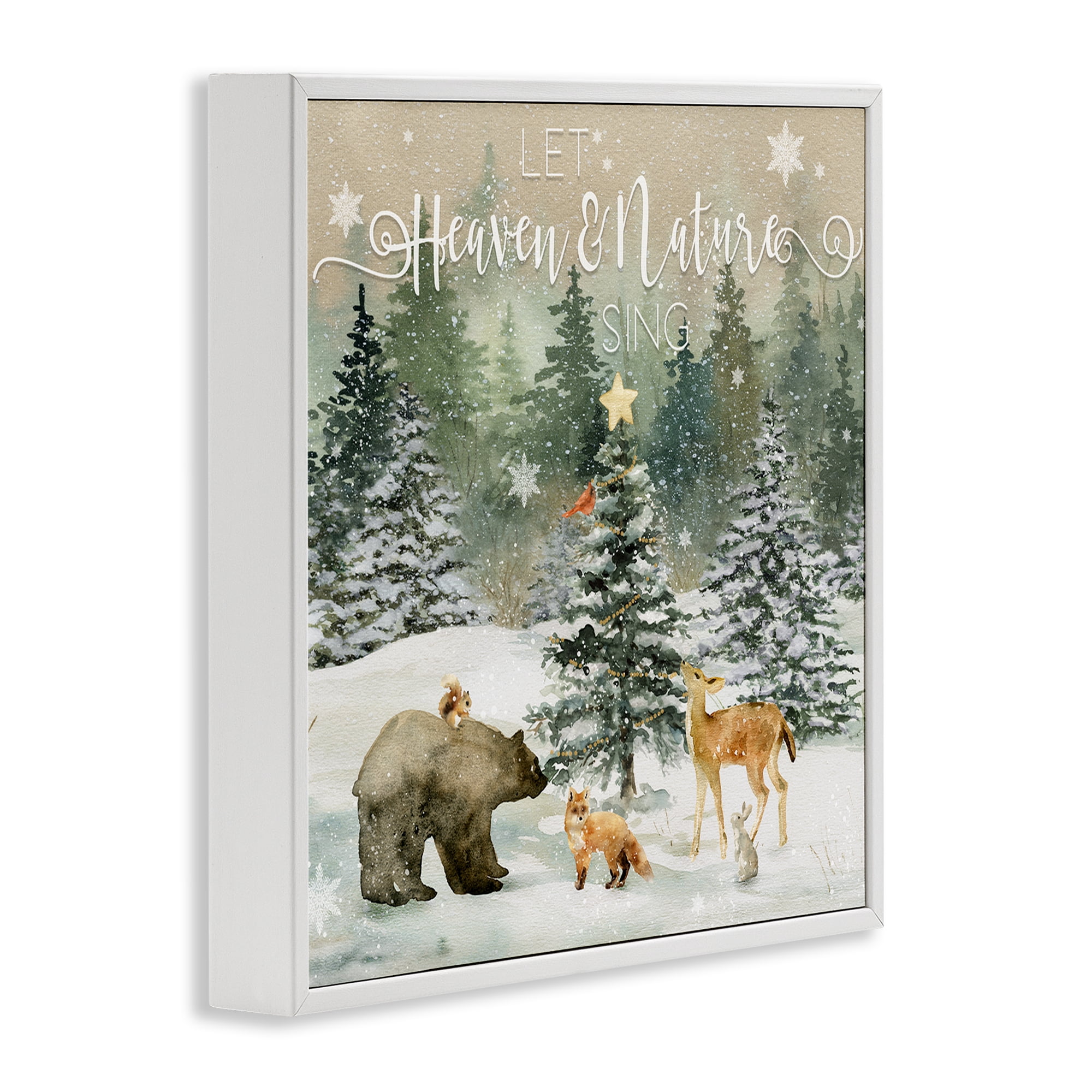 Stupell Industries Inspiring Woodland Animals Landscape Painting White Framed Art Prints Wall Art, 17 x 17