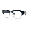 thumbnail image 5 of Retro Nerdy Thick Half Rim Hipster DJ Clear Lens Fashion Eyeglasses [Navy Silver - Clear], 5 of 7