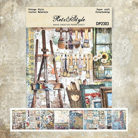 SunWMart Vintage Scrapbook Paper A5 Size, 16 Sheets Single Sided Craft Paper for DIY Card Making Scrapbooking Photo Album Junk Journal Decor