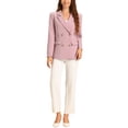 thumbnail image 2 of Chaqueta de mujer INSPIRE CHIC con solapa muesca, doble botonadura y hombros acolchados, color rosa sólido, 2 of 6
