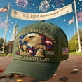 thumbnail image 4 of Usa 250th Anniversary Patriotic Baseball Hat Adjustable Fit, Classic Heritage Design for Outdoor Adventures, Community Events, and Holiday Celebrations (embroidered), Green, 4 of 10