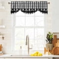 thumbnail image 3 of Gray Black Plaid Tie Up Valance Curtains for Windows, Kitchen Curtains Window Treatments, Vintage Star Greyish Buffalo Lattice Short Window Shades Valances for Bedroom Bathroom Cafe 54"x18", 3 of 8