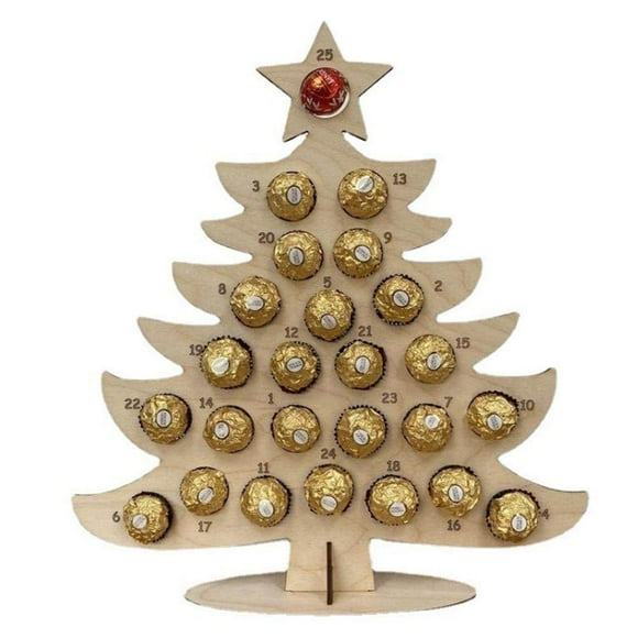 Wooden Advent Calendar Christmas Chocolate Stand Ideal for School and Family Crafts, Party Decoration Gifts for Christmas